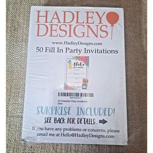 Hadley Designs Aloha 50 Fill In Party Invitations Send‎ Out Get Together Invites
